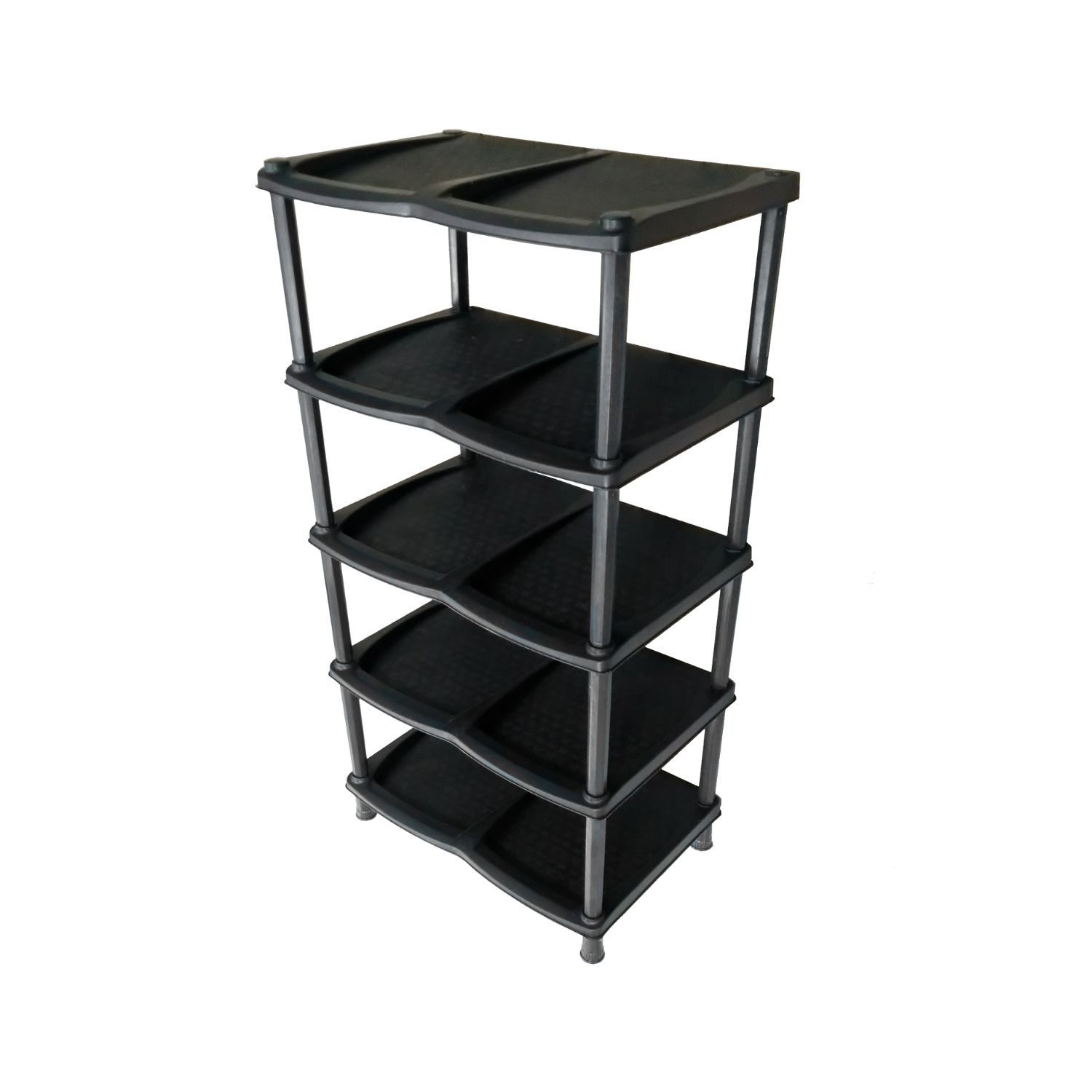 Etajeră pentru încălțăminte din plastic cu 5 nivele - PLANET, Negru, 46*31*89
